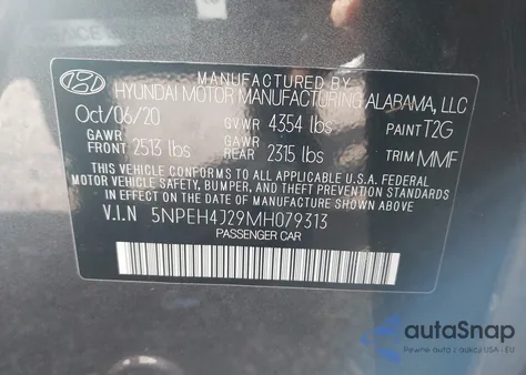 2021 Hyundai Sonata Limited из США, поврежденный, VIN 5NPEH4J29MH079313